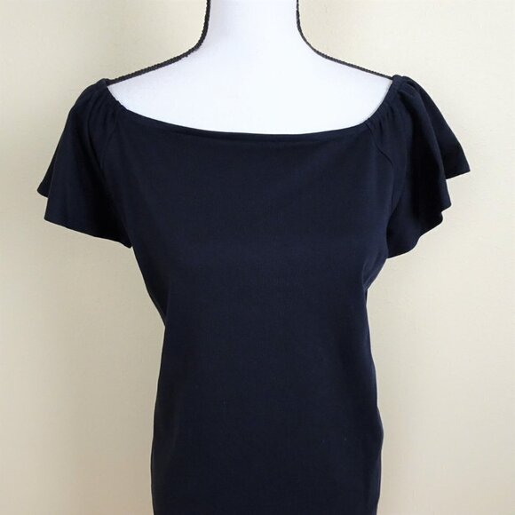 Ralph Lauren Off Shoulder Dress Women's Size S Blue Flutter Sleeve - Picture 2 of 7